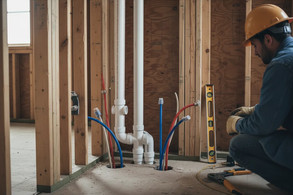 Drain and supply rough-in during Sump Pump Repair in Oakhurst